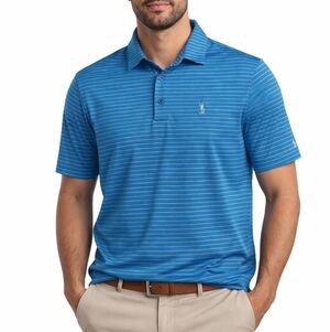 Under Armour HeatGear Polo Shirt Blue StripeUnder Armour Men's Blue Striped Polo
